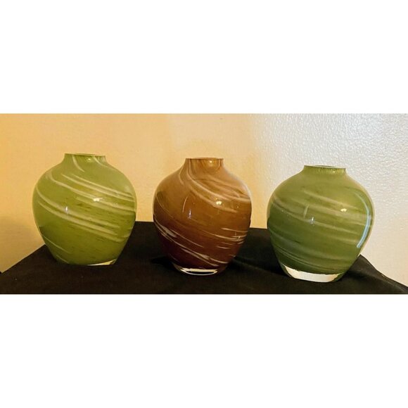 RARE Trio! Vintage Mid-Century Modern Art Glass Vases | Swirl Filigrana | MCM Ol - Picture 5 of 14
